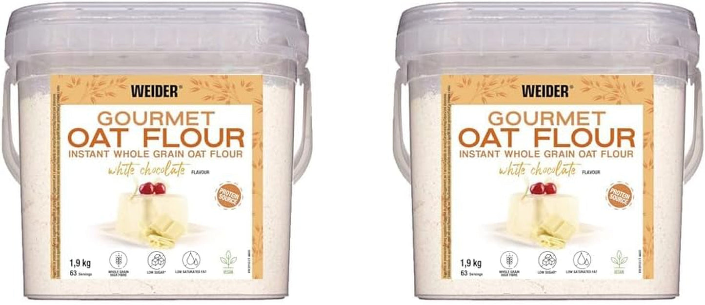 Făină de ovăz Weider Gourmet (1,9 kg) aromă de brownie. Fulgi de ovăz integrali. Sursă de proteine cu conținut scăzut de zahăr.