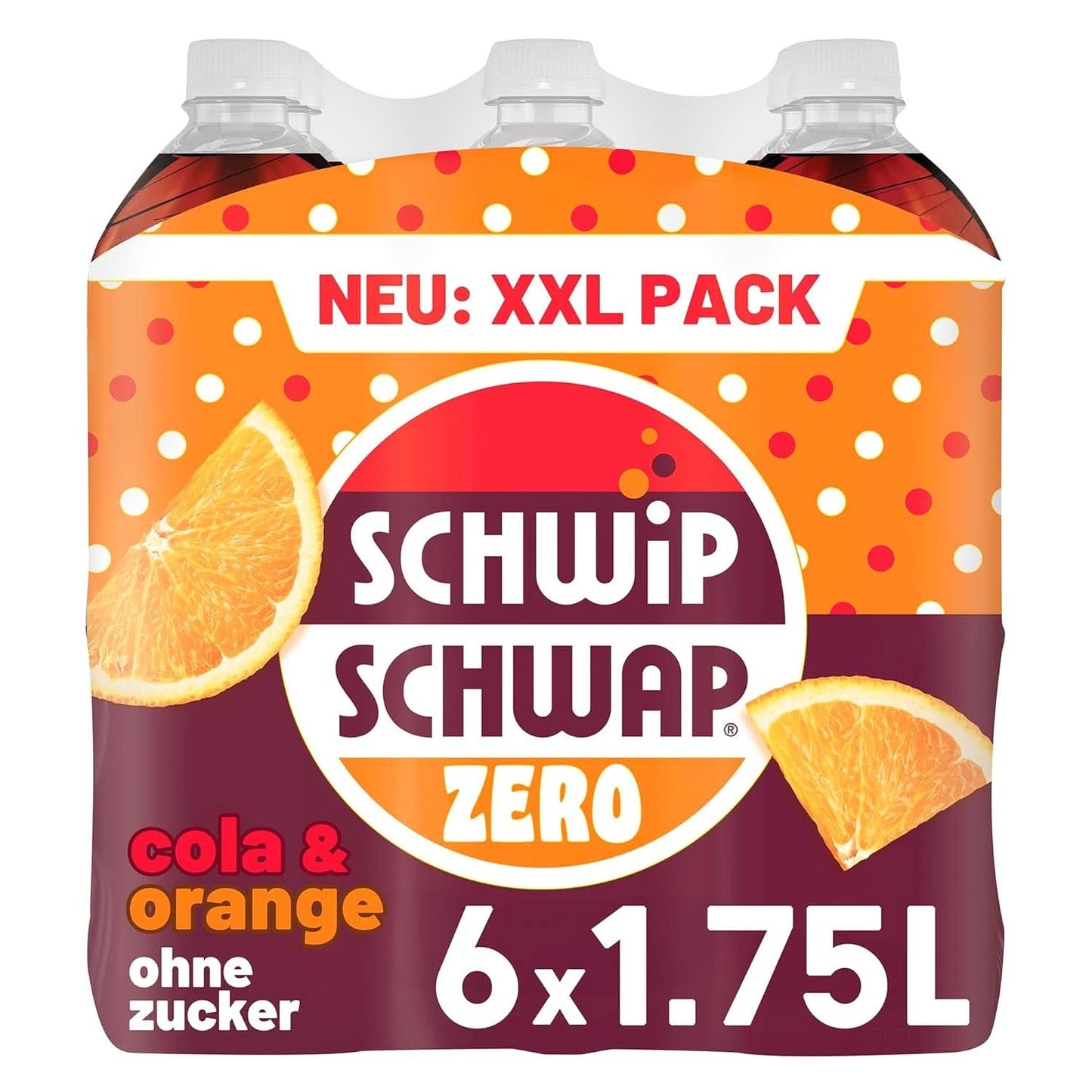 SCHWIPSCHWAP ZERO - XXL PACK - Băutură răcoritoare de cola cofeinizată cu portocale, set 6 x 1,75 litri Naty Shop