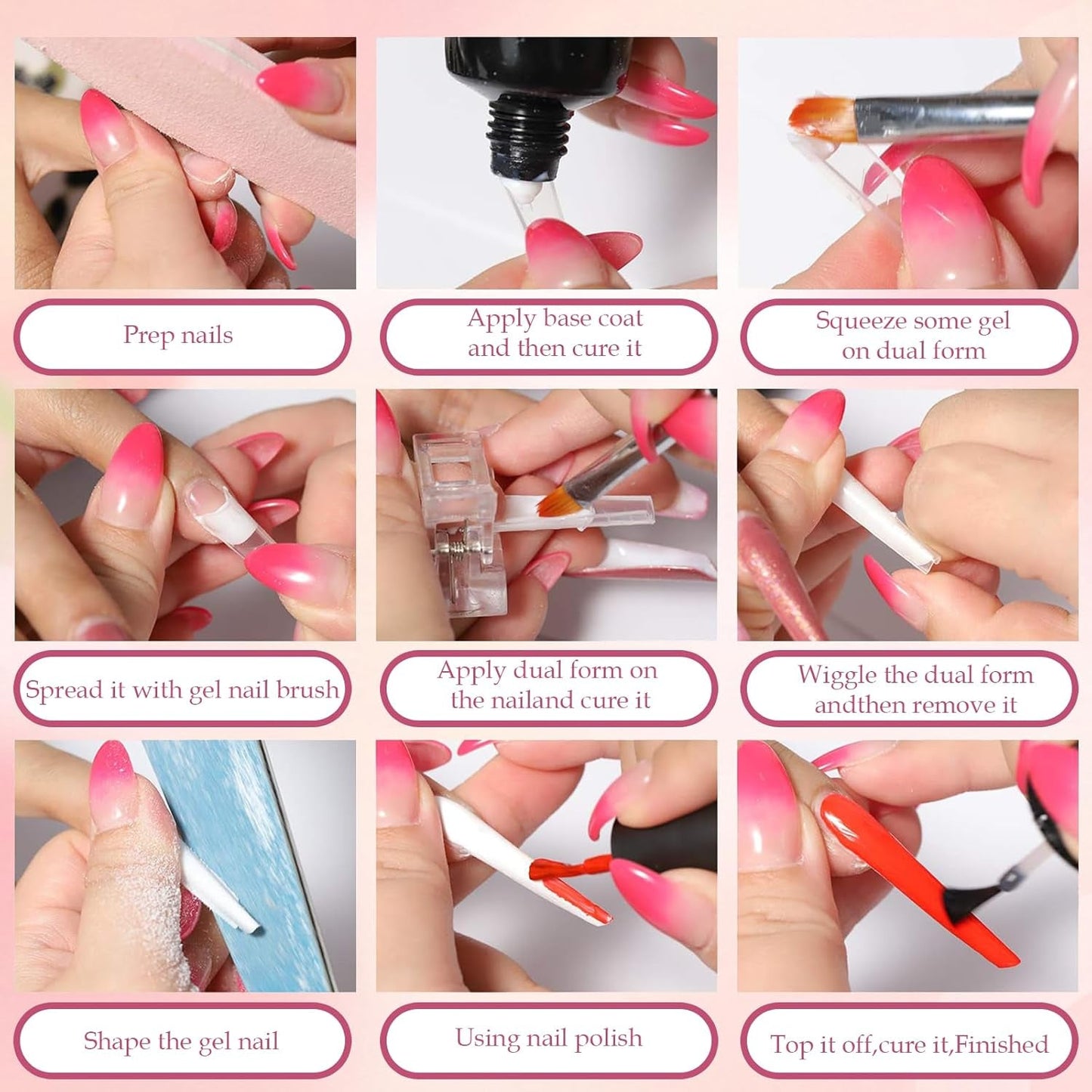 Set de 288 de forme duble pentru unghii, Set de unghii cu formă dublă, 12 forme pentru extensii de unghii, forme de gel pentru extensii de unghii, potrivit pentru începători și manichiuriști