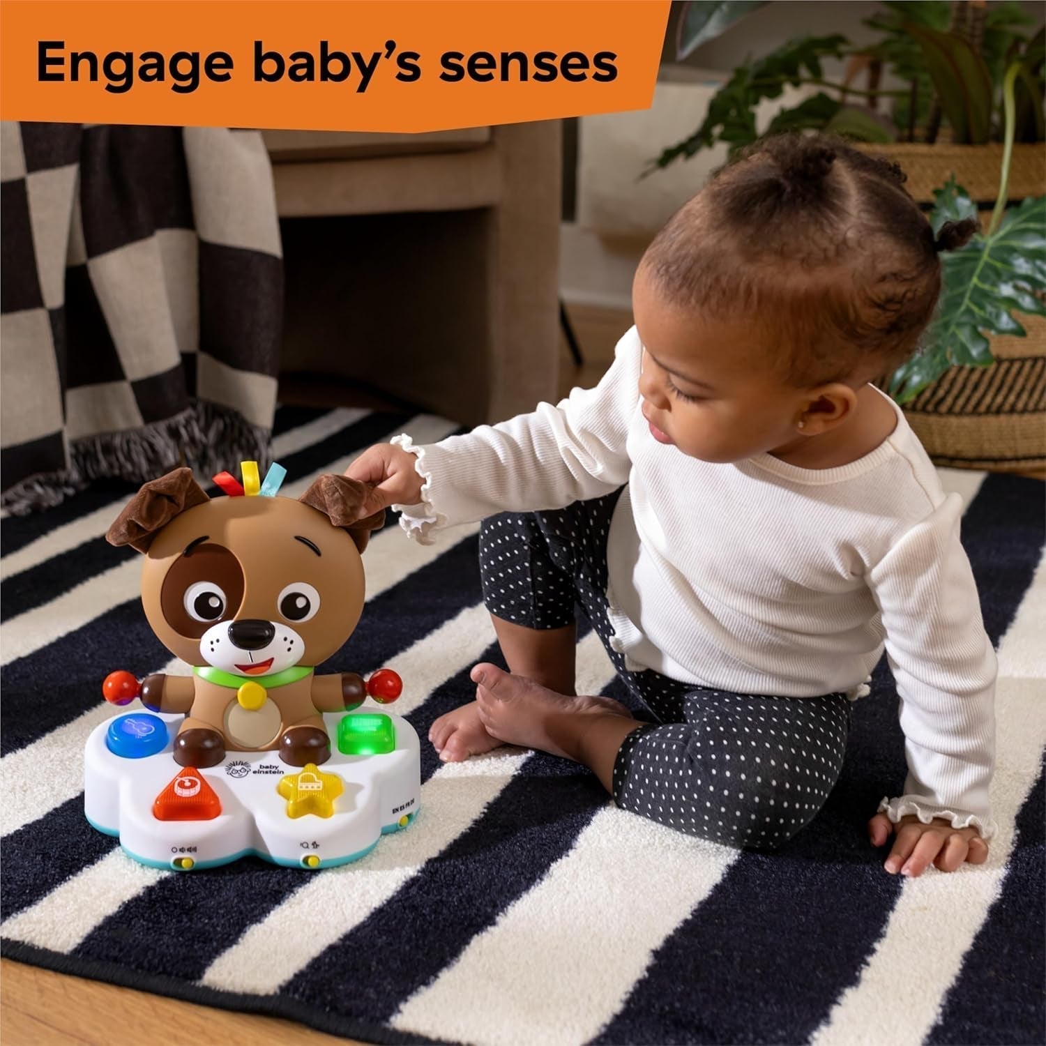 Baby Einstein, Jucărie de învățare muzicală Drum & Learn Dean - Jucărie multisenzorială pentru copii, 2 moduri de joc, culori, forme și instrumente, 50+ sunete, de la 6 luni Jucarii Bebe Naty Shop