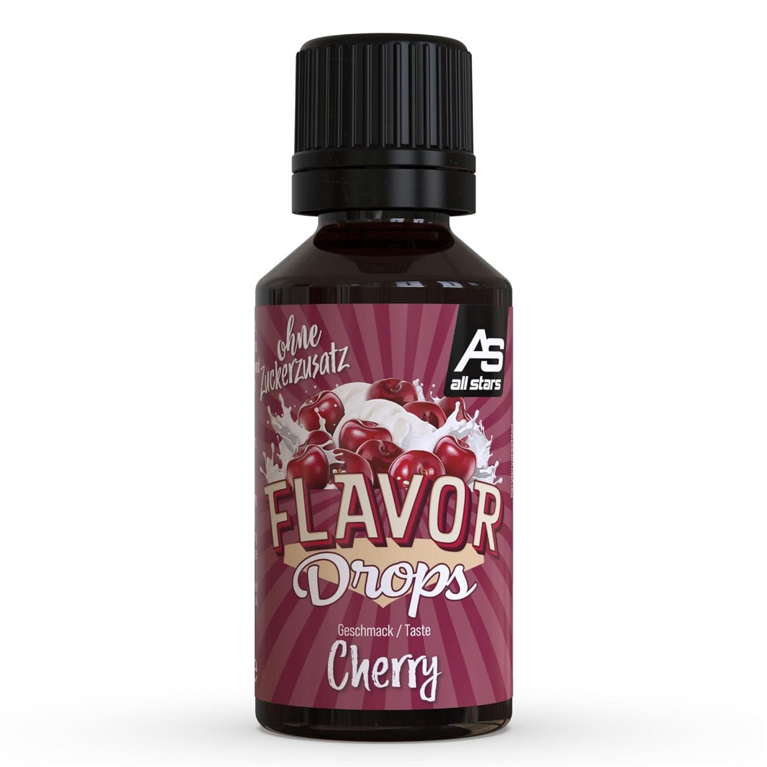ALL STARS Flavor Drops, Picături aromate fără zahăr adăugat și fără calorii - Dulceață și aromă pentru alimente, 30 ml Indulcitori Naty Shop Cirese 30 ml