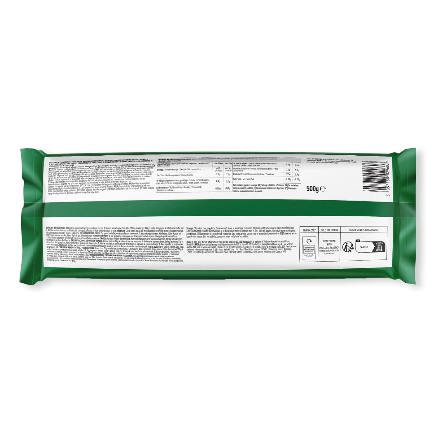 Spaghete din grâu integral de la Amazon, 500g