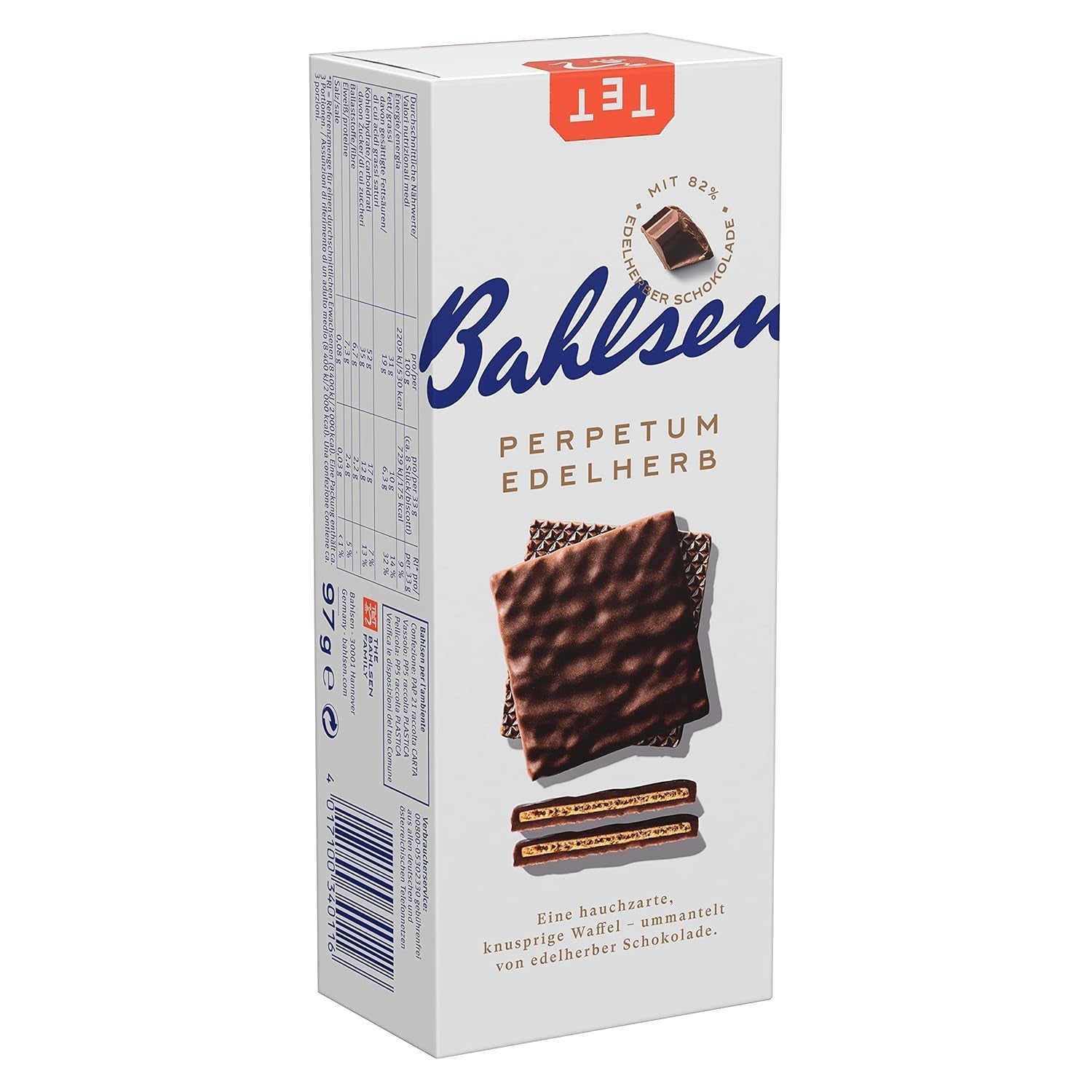 Bahlsen Perpetum Edelherb - Napolitană cu ciocolată Edelherb (1 x 97 g) (Pachet de 4)