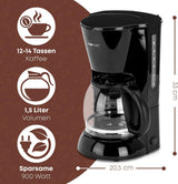Espressor Clatronic® | Espressor automat pentru 12-14 cești (aprox. 1,5 litri) | Espressor cu filtru și sistem anti-picurare | 900W | Espressor KA 3473 Negru