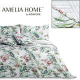 Ameliahome Cuvertură de pat Cuvertură de pat 260X280 Cm Două fețe Easy Care Quilting Model de plante Model de păsări Multicolor Kingfisher Paturi si Cuverturi Besuche den AmeliaHome-Store
