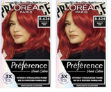L'Oréal Paris Intensive permanent hair color, Până la 8 săptămâni de păr strălucitor și culoare intensă, Préférence Vivid Colors, Culoare: 8.624 BRIGHT RED, 1 buc (pachet de 2) Vopsea pentru par Naty Shop Titlu implicit