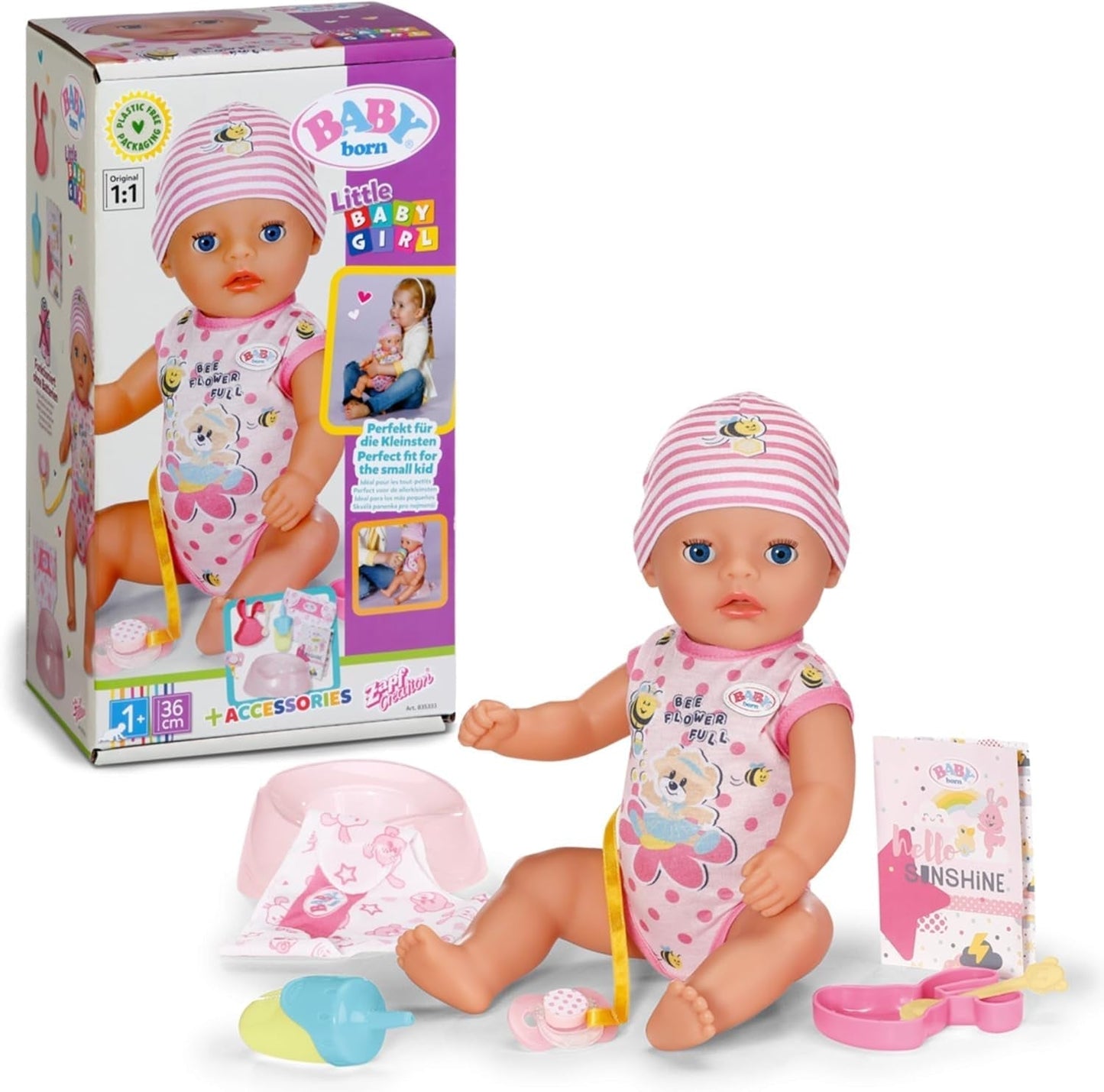 BABY Born Lena (Little Baby Girl) 36Cm, păpușă cu 7 funcții pentru copii de la 1 an, funcționează fără baterie, păpușă mare de 36 cm Papusi Naty Shop Titlu implicit