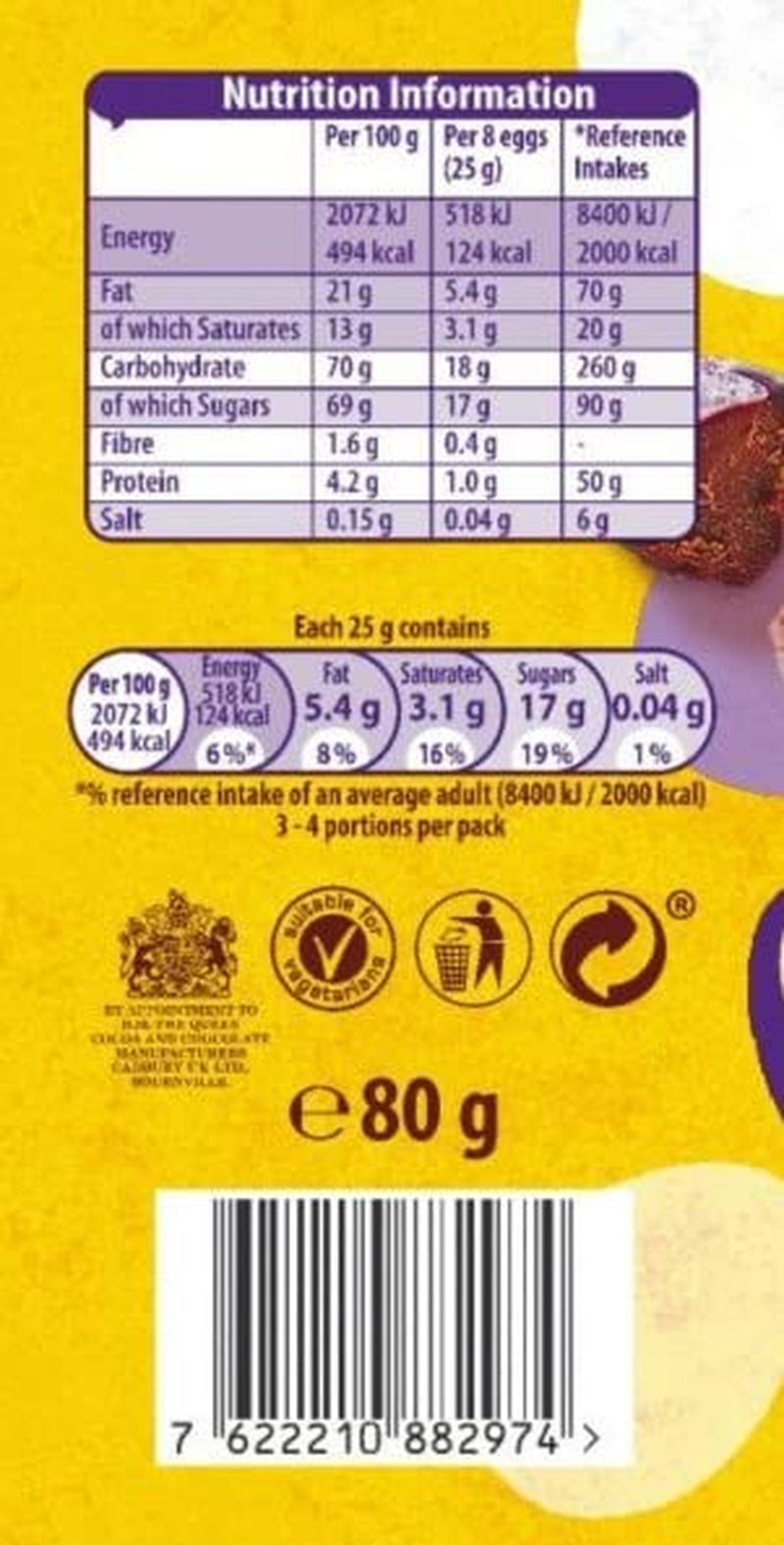 Pungă solidă cu ouă mici de ciocolată (80g) într-o tavă cu zahăr crocant (Easter Forms)