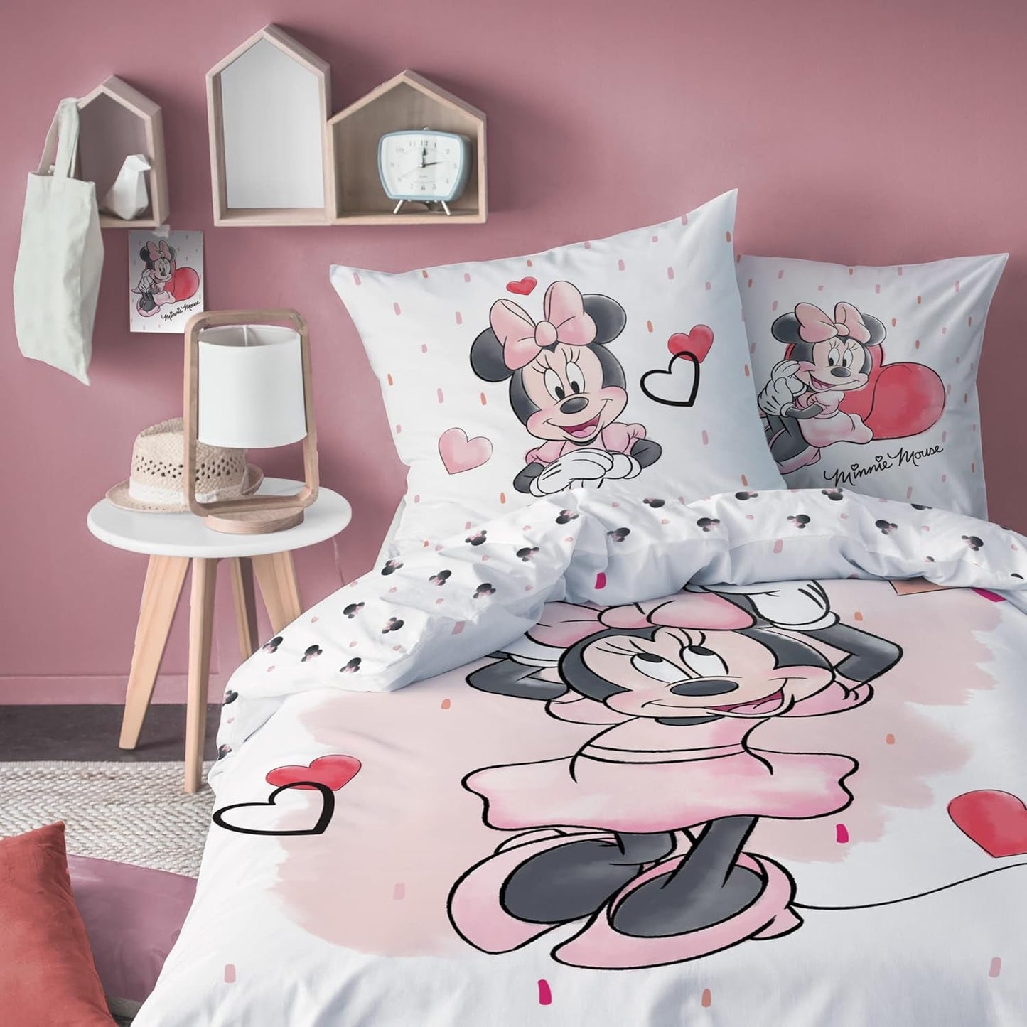 Minnie Mouse Bettwäsche Kinderbettwäsche 1 Kissenbezug 80X80 Cm + 1 Bettbezug 135X200 Cm 100% Baumwolle Naty Shop Default Title