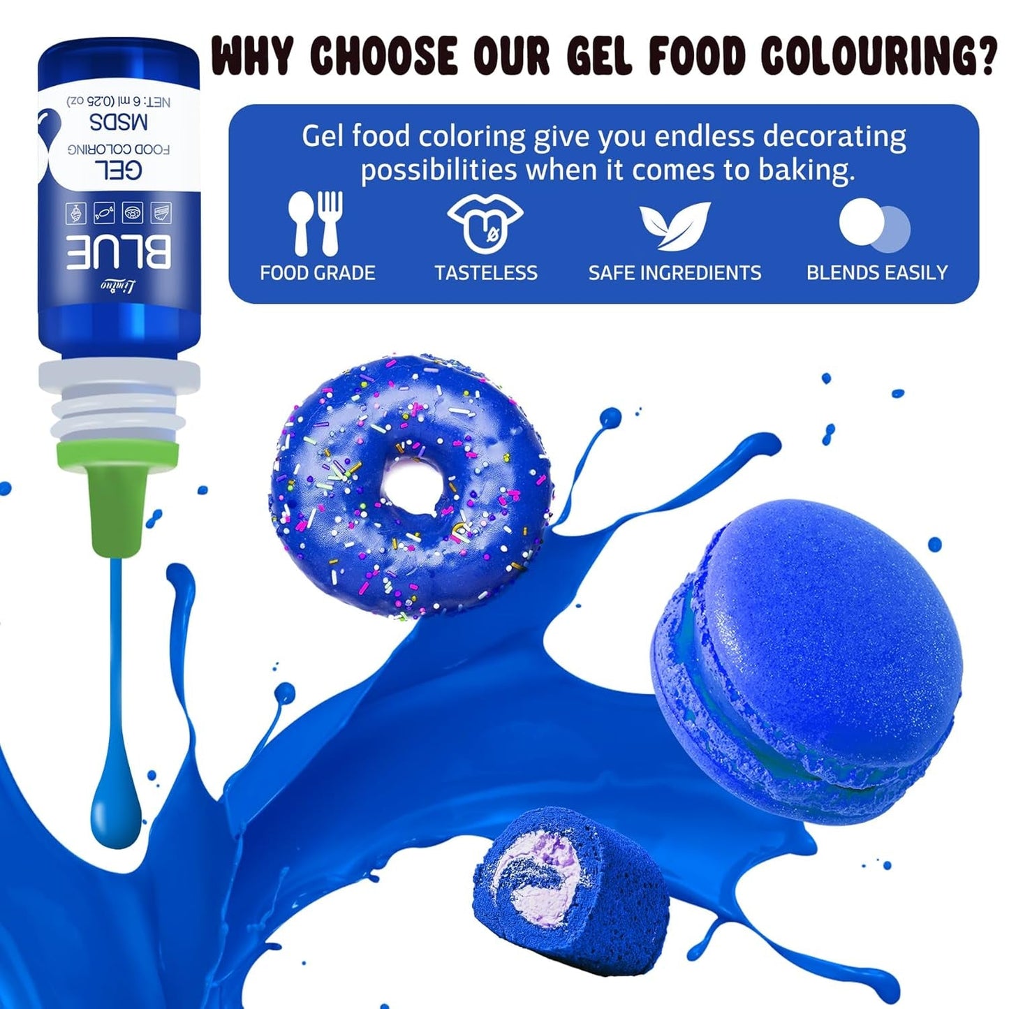 Colorant alimentar în gel - 22 de culori, coloranți alimentari în gel pentru prăjituri, copt, fursecuri, macaroane - Colorant alimentar concentrat fără zahăr pentru decorarea torturilor, băuturi, ouă de Paște, slime DIY - 6 ml fiecare