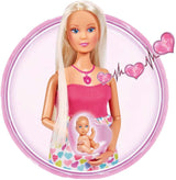 Simba 105733480 - Steffi Love Baby Bliss, Păpușă însărcinată cu bebeluș și sunete grozave, accesorii pentru bebeluși și marsupiu