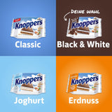 Alb-Negru – 2 x 200 g (2 x 8 bucăți) – Felii de napolitană umplute cu napolitane cu cacao neagră, bucăți de aluat neagră, lapte și cremă de nuga