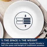 Set de veselă Winter Frost pentru 4 persoane, 12 piese, veselă premium din sticlă Vitrelle™ ultra-durabilă, se poate spăla în mașina de spălat vase, poate fi folosit la cuptorul cu microunde și la cuptorul cu microunde, design festiv de iarnă