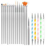 URAQT 20 Stück Nagel Pinsel Set, Nageldesign-Stifte Brush, Acryl Nagel Kunst Pinsel, Nagelbürste Professionell Malerei Pen Für Gelnägel Uv-Gel Nageldesign Nail Art