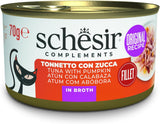 Ton cu dovleac în bulion, hrană umedă complementară pentru pisici, rețetă originală, 100% naturală, 12 conserve a câte 70g fiecare
