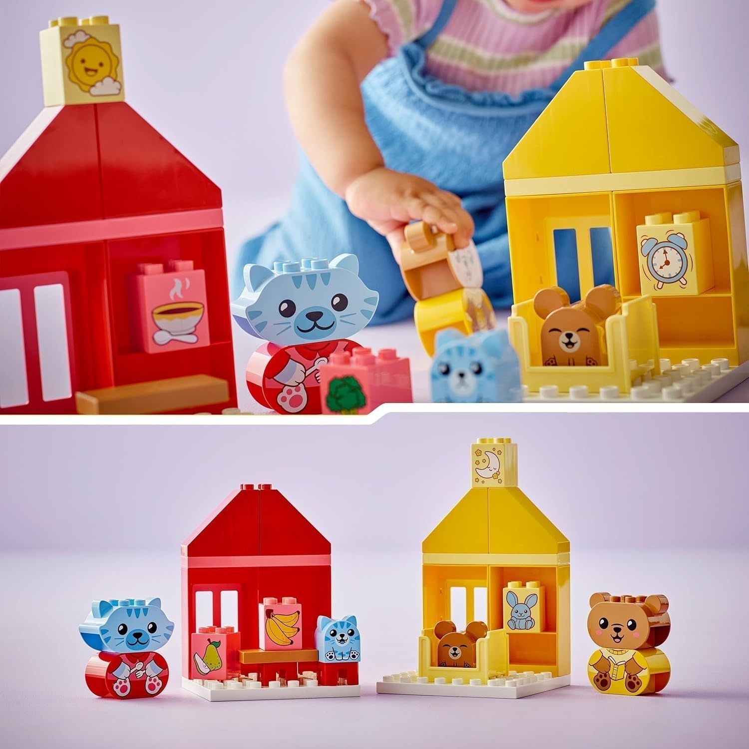 LEGO DUPLO Everyday Routines: Eating & Bedtime, jucărie de învățare pentru copii mici pentru a încuraja dezvoltarea socială și emoțională, cu 4 figuri de animale, cadou pentru copii de la 18 luni 10414 Seturi de constructie Besuche den LEGO-Store