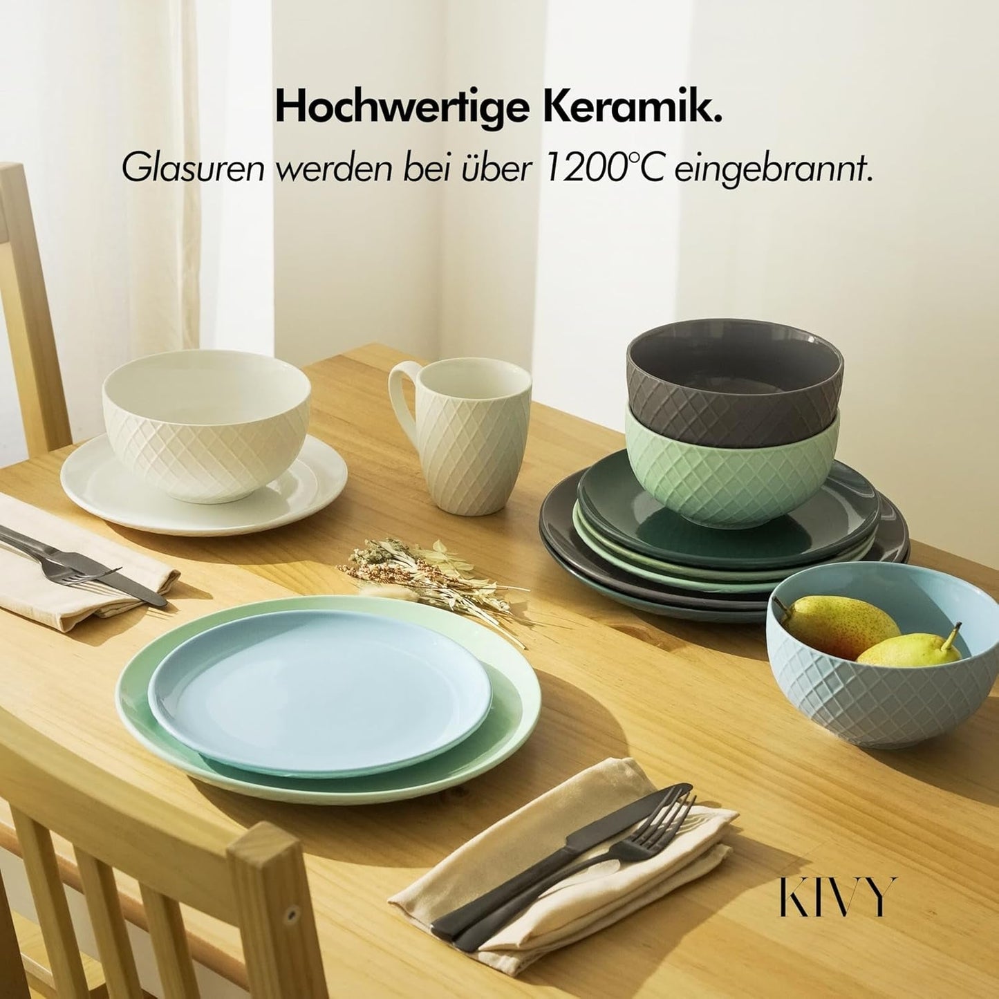 Set de boluri pentru cereale KIVY - 6 x 850ml - Boluri mari, supe și terci - Bol pentru supă - Bol - Boluri pentru cereale - Boluri pentru supă - Set de boluri - Bol ceramic pentru cereale (alb crem, boluri)