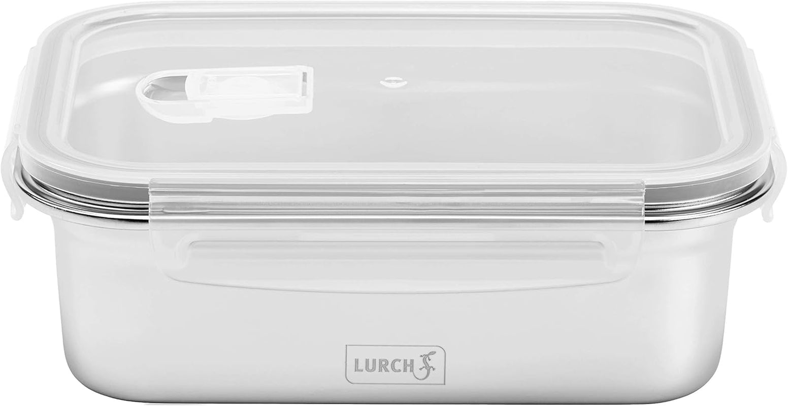 Lurch 240895 Cutie de prânz Cutie de siguranță/de depozitare din oțel inoxidabil de înaltă calitate cu capac din plastic fără BPA 2000ml, transparent Cutii depozitare alimente Naty Shop 1200ml