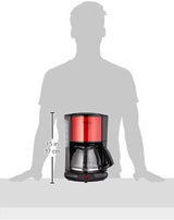 Espressor Subito cu filtru, carafă din sticlă, 10-15 cești, capacitate 1,25 l, funcție de oprire automată, filtru detașabil, indicator nivel apă, oțel inoxidabil, roșu/negru, FG360D