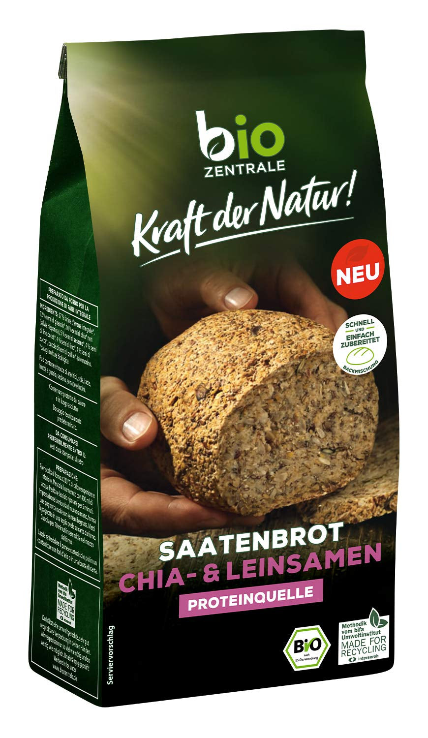 Semințe de in integrale Biozentrale | 7 x 400g semințe de in organice | Ideale pentru iaurt, musli și pâine | Alternativă la psyllium, semințe de cânepă și semințe de chia