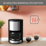 Espressor Krups KM3210 Pro Aroma Plus, 10 cești, 1,25 l, funcție de menținere la cald timp de 30 de minute, fereastră vizibilă pentru nivelul apei, sistem anti-picurare, negru cu aplicații din oțel inoxidabil