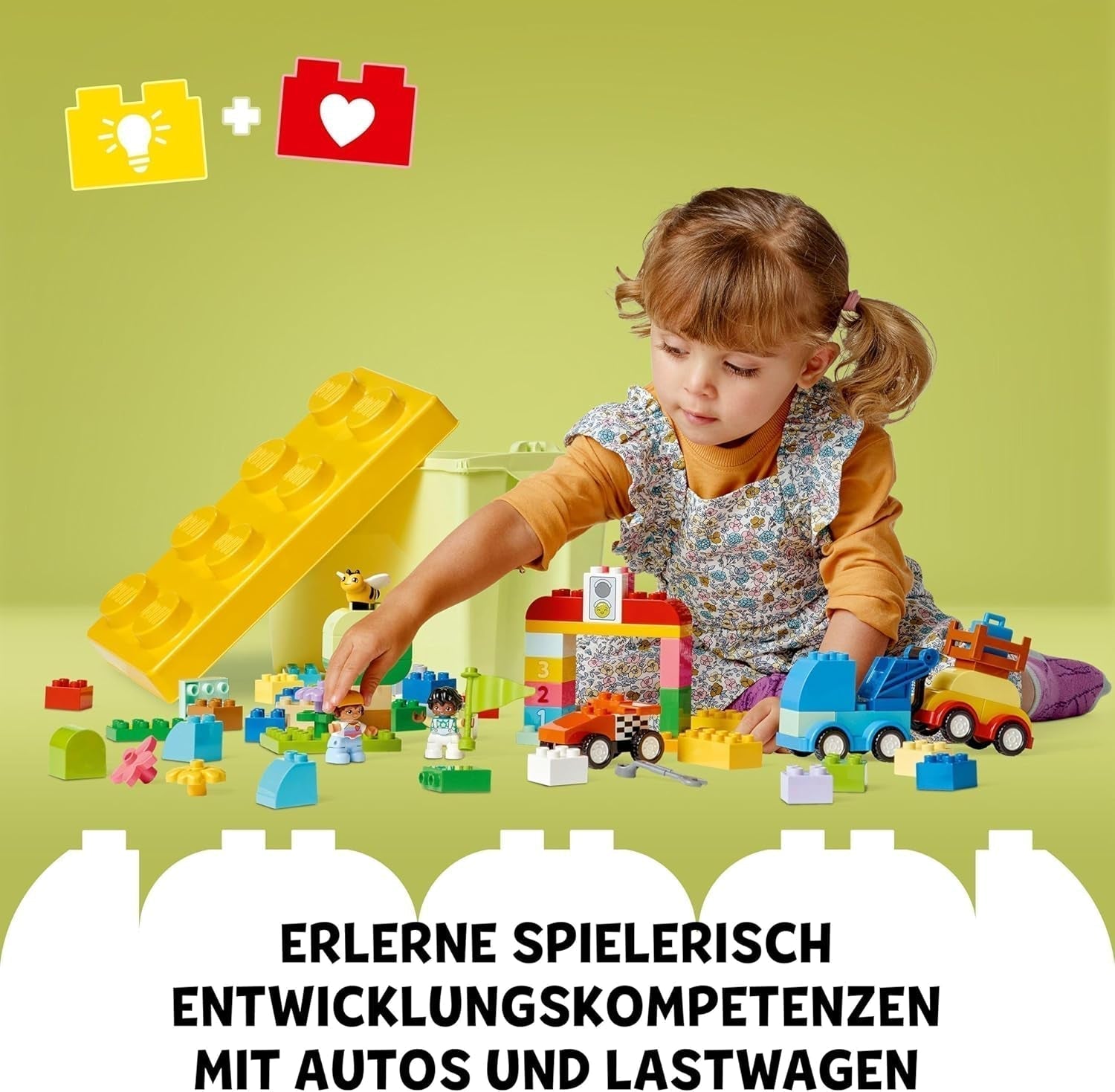 LEGO DUPLO Classic Brick Box Cars And Trucks, set de joacă cu vehicule pentru copii de la 1,5 ani, jucărie de învățare creativă, jucărie pentru mașini și set de mașini de curse 10439 Seturi de constructie Besuche den LEGO-Store
