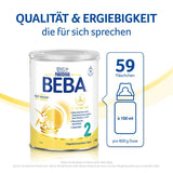 BEBA 2 - Lapte de continuare după 6 luni, cu complex 5 HMO, conținut proteic adecvat vârstei, fără lactoză, fără ulei de palmier, fără ulei de pește, hrană pentru bebeluși, lapte praf pentru bebeluși, pachet de 3 (3 x 800g)