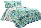 Lush Decor Clara quilt, bumbac, turcoaz și mandarină, Full/Queen Plapumi si pilote Naty Shop Albastru/verde Dimensiune rege