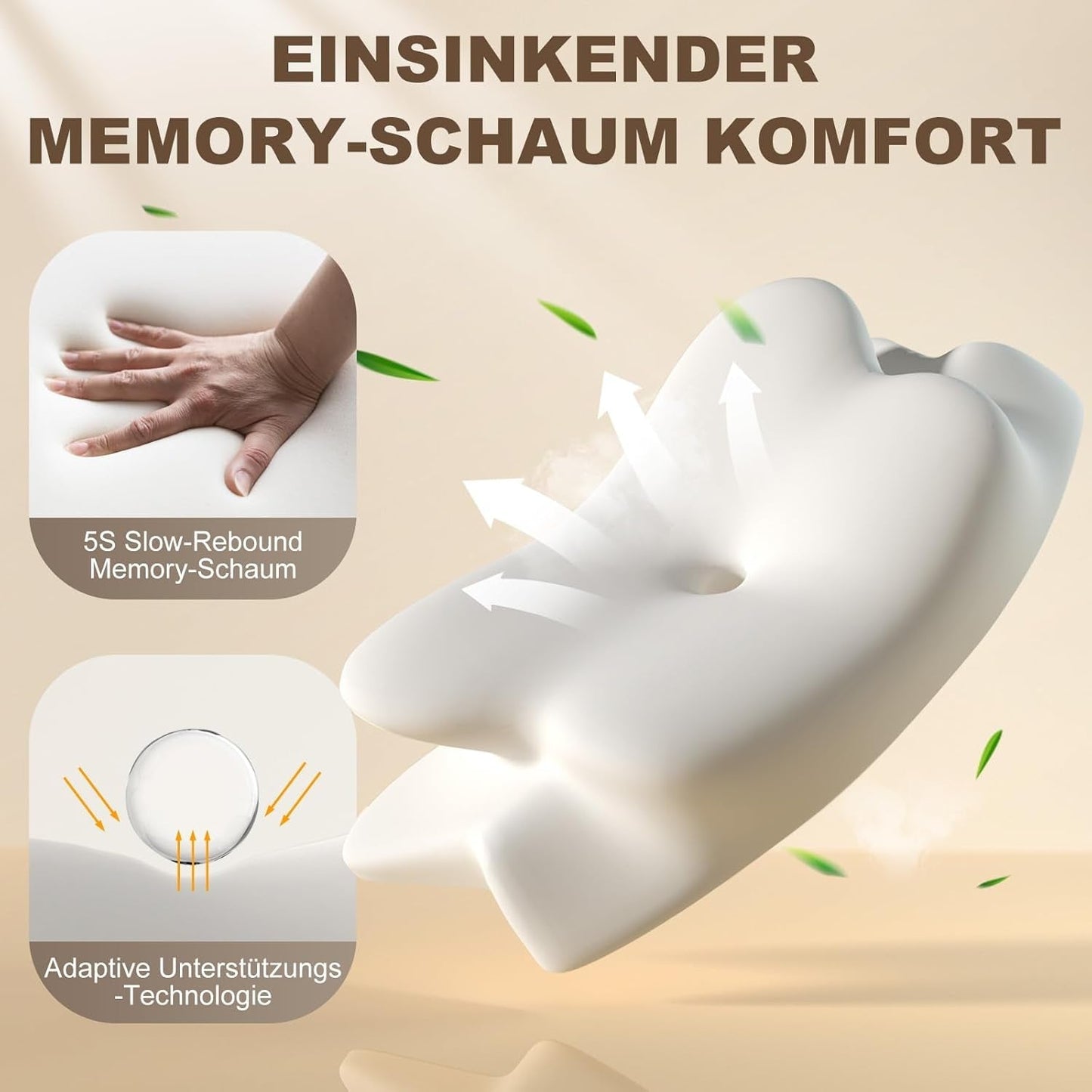 Pernă ergonomică pentru dormit lateral - Pernă pentru gât Pernă de sprijin pentru gât și dureri de umăr, pernă ortopedică de sprijin pentru gât din spumă de memorie pentru stomac, spate și dormit lateral cu suport pentru gât Perne ortopedice cervicale Naty Shop