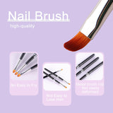 GZMAYUEN Soluție alunecătoare pentru unghii Poly Nail 30 ml * 2 Gel alunecător pentru extensii de unghii Poly Extension Gel Lichid - Soluție alunecătoare ușoară DIY cu pensulă