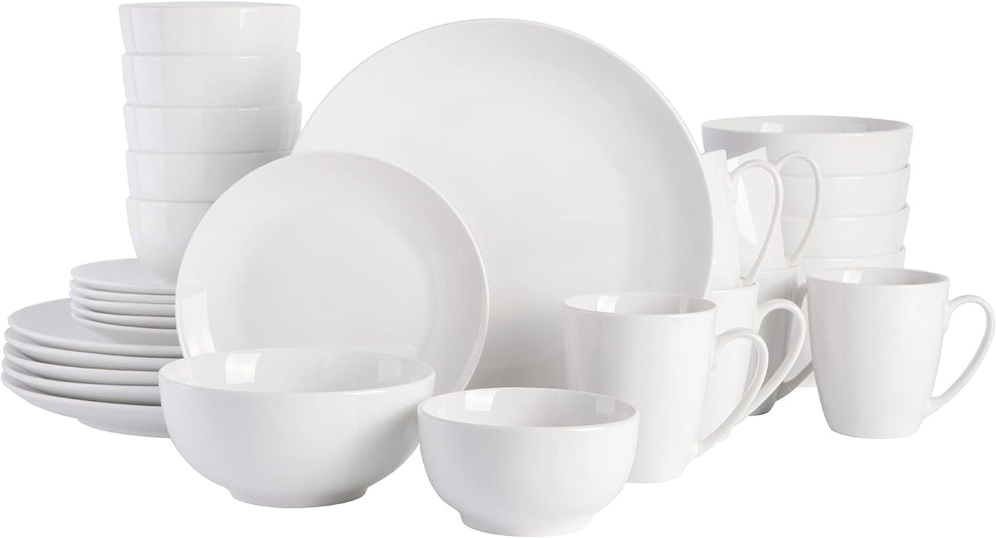Set de veselă din porțelan Zen Buffet, serviciu pentru 6 persoane (30 piese), alb (cupe)