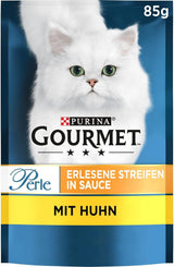 Hrană umedă pentru pisici Gourmet Perle Select Strips cu pui, pachet de 26 (26 x 85g)