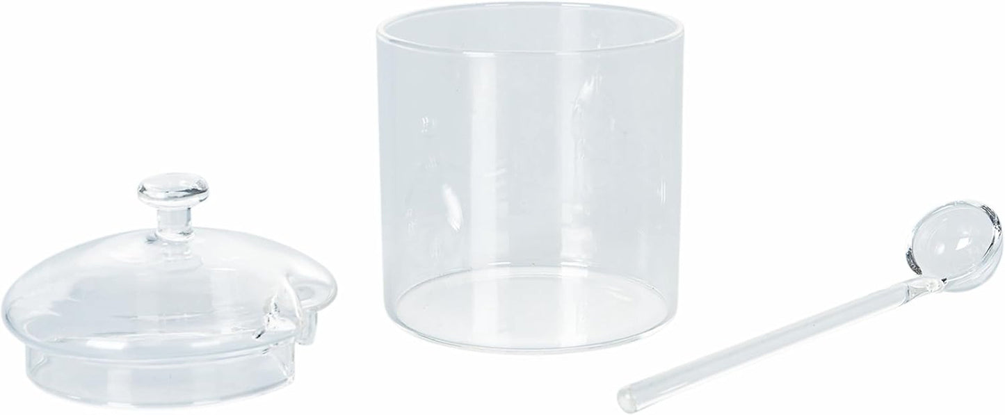 Zahărniță transparentă din sticlă borosilicată de 300 ml cu capac și lingură Good Morning