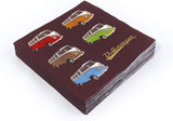 BRISA VW Collection - Șervețele de masă Volkswagen cu autobuz T1 (dungi Samba/roșu/3 straturi)