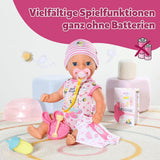 Păpușă bebelușă Baby Born Lena (Fetiță) - 36 cm - 7 funcții, inclusiv accesorii și saltea - Funcționează complet fără baterii - Potrivită pentru copii mici de la 1 an