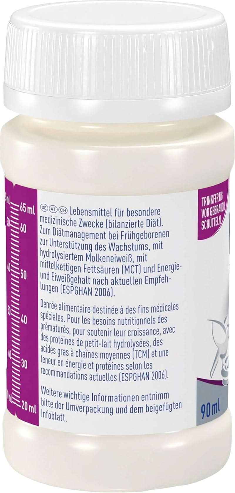 Hrana pentru bebelusi prematuri BEBA Nivel 2, Hrana speciala pentru bebelusi prematuri si nou-nascuti cu greutate mica, gata de baut, pachet de 32 (32 x 90 ml) Naty Shop