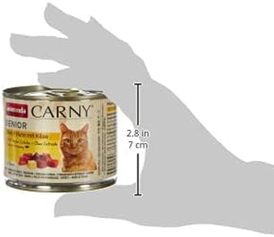 Animonda Carny Senior Hrană umedă pentru pisici cu vită + pui + brânză (6 x 200g), hrană umedă fără cereale și fără zahăr pentru pisici de 7 ani și peste, cu ingrediente proaspete și cărnoase