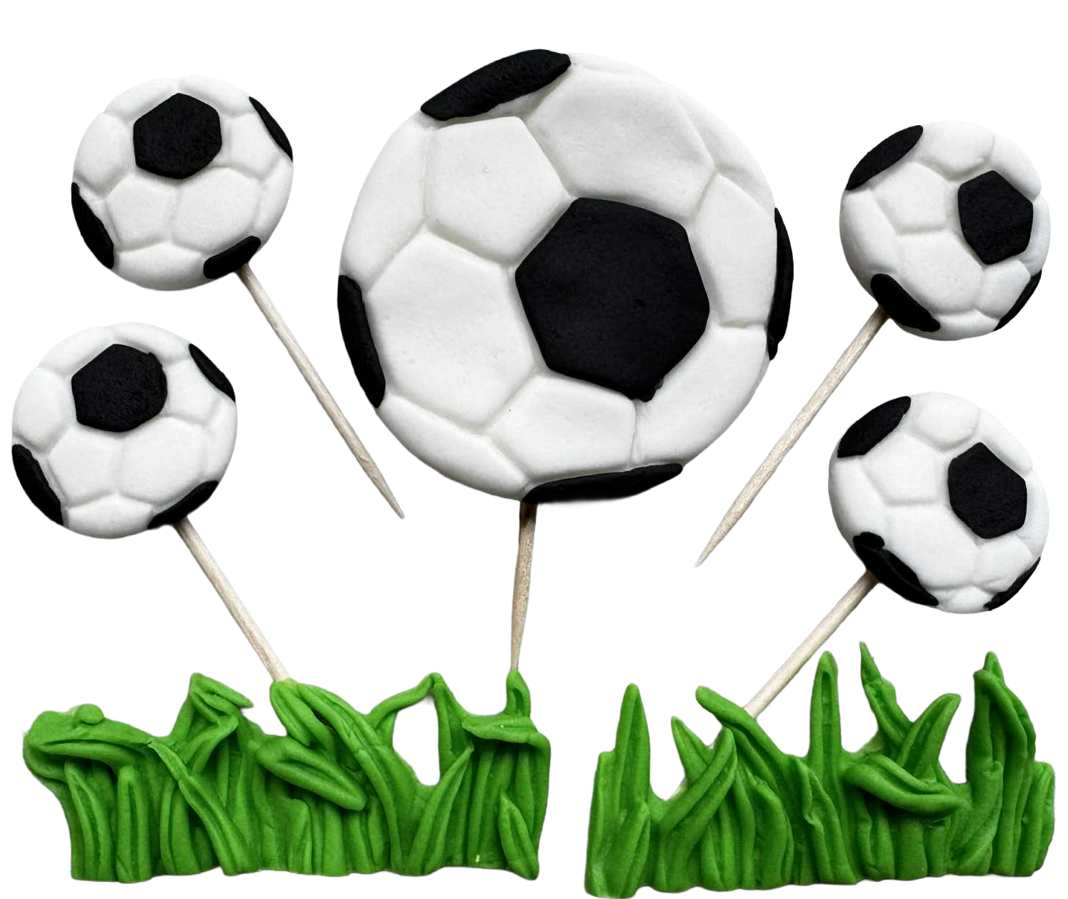SportCake Set 7 Decoratiuni Comestibile Fotbal - Decoratiuni Din Pasta De Zahăr 2-6 Cm