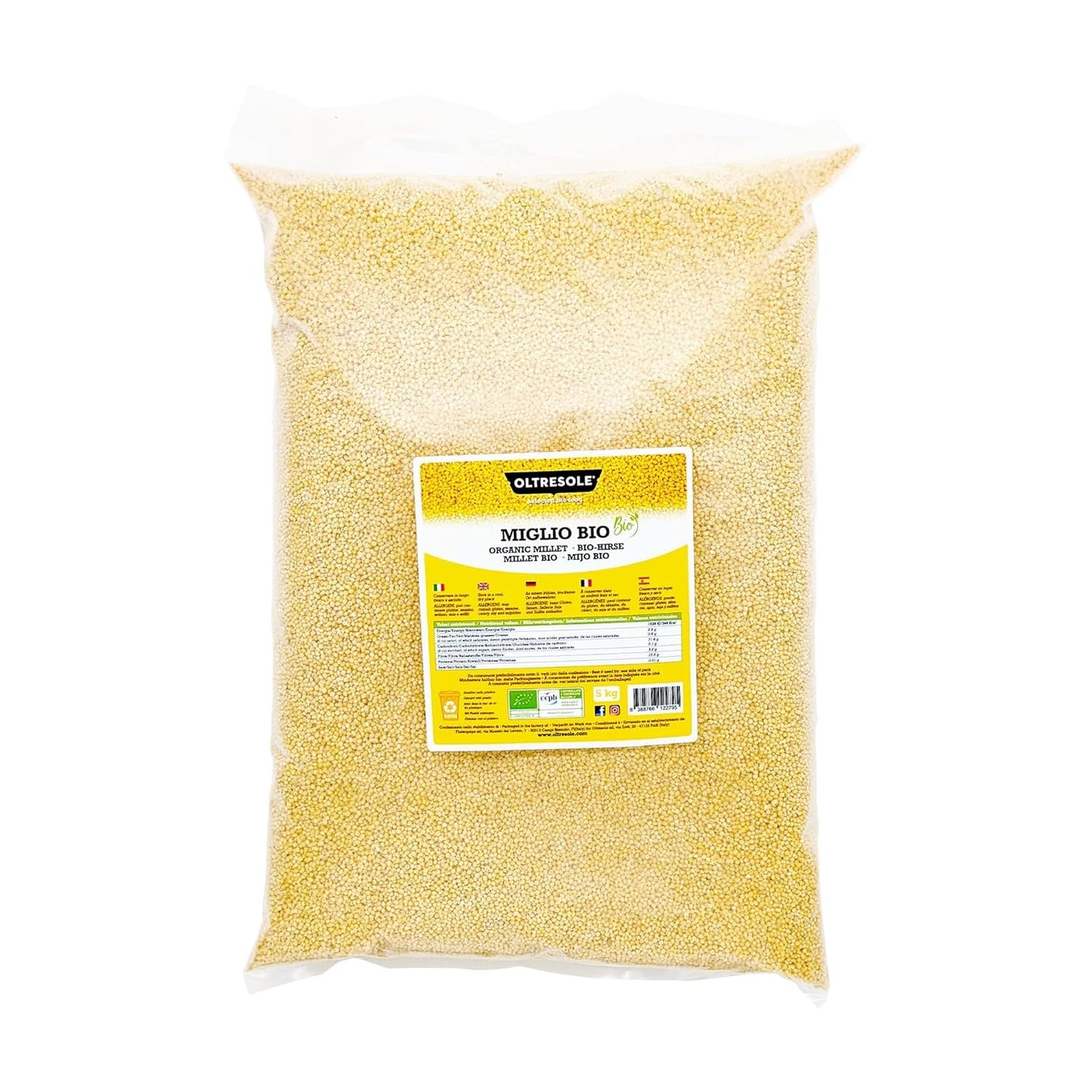 Mei organic 1 kg, boabe organice bogate în fibre și minerale, boabe de mei galben pentru consum, pachet ideal pentru familie