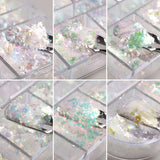 JMEOWIO Sclipici pentru unghii 12 grile Aurora Nail Art decorare accesorii design unghii