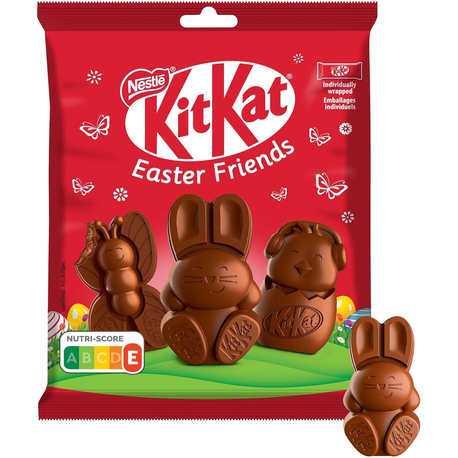 NESTLÉ Prietenii de Paște, mini figurine de Paște din ciocolată cu lapte cu bucățele crocante, pachet de 2 (1 x 65g)