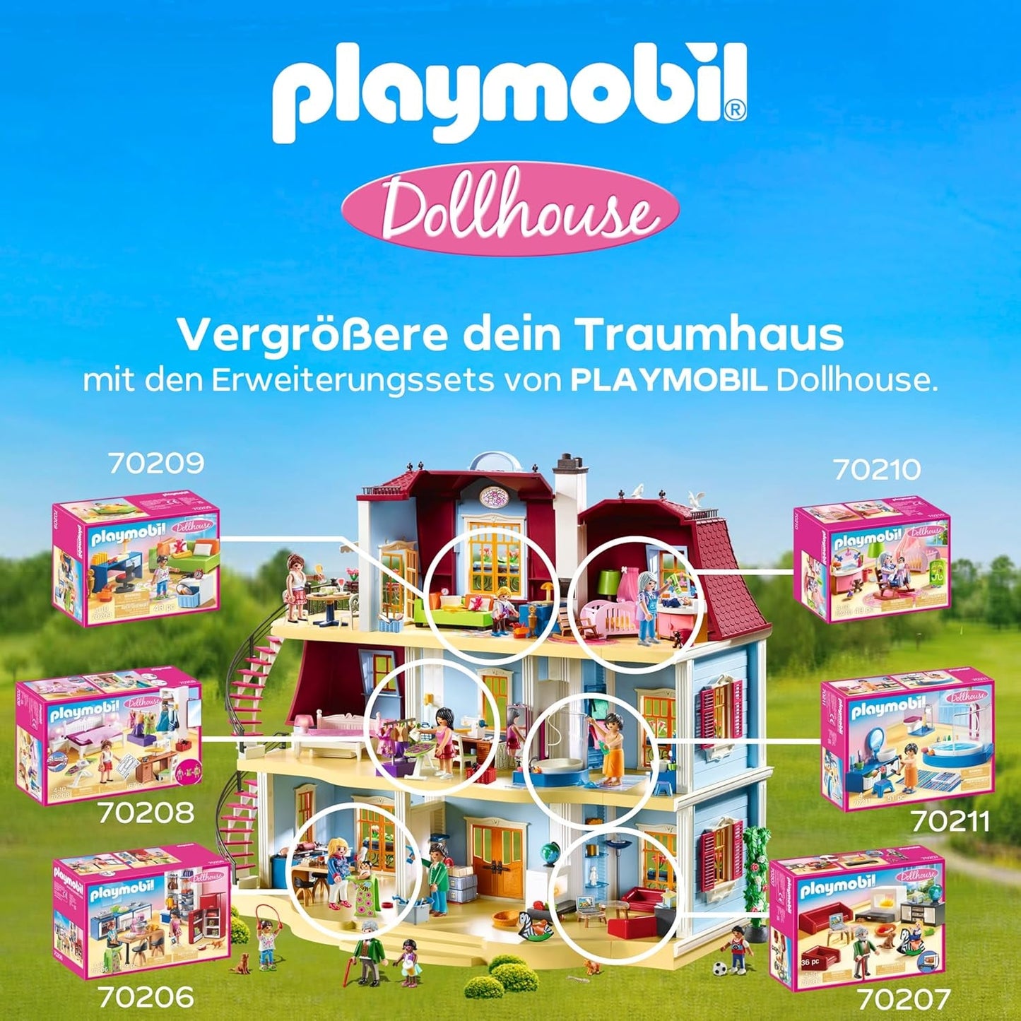 PLAYMOBIL Casă de păpuși 70209 Cameră pentru tineri cu figurină fetiță și accesorii, vârste 4+
