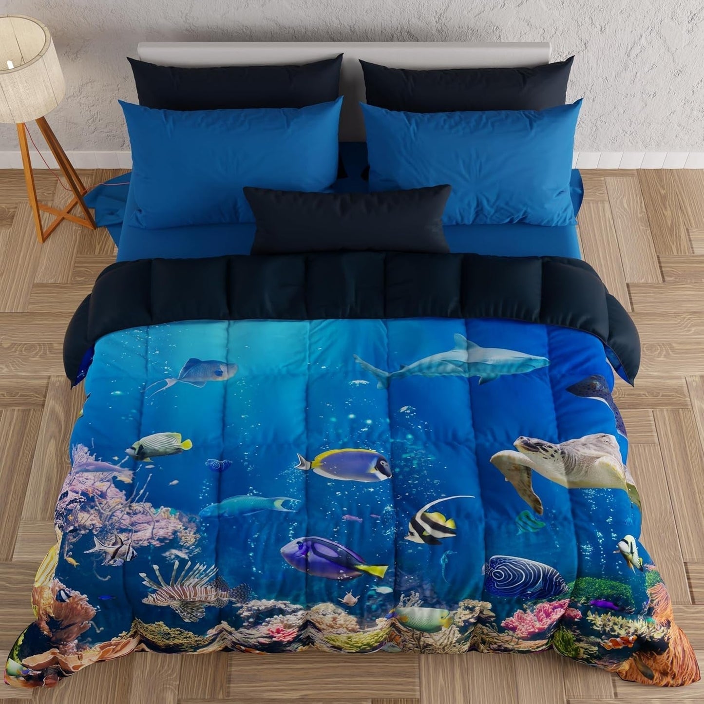 PETTI Artigiani Italiani cuvertură pentru pat dublu, 100% Made in Italy, Aquarium Plapumi si pilote Naty Shop
