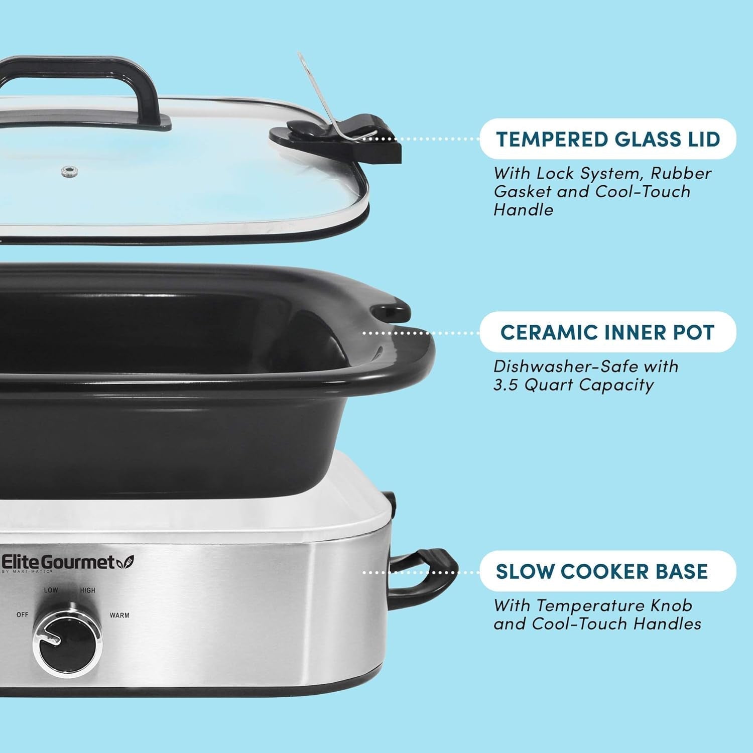 MST-5240SS Slow cooker, 3,3 litri, Oțel inoxidabil Slow Cooker Naty Shop