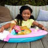 Barbie Speedboat Set, păpușă Barbie cu păr blond, vestă de salvare roz, barcă, cățel, accesorii, cadouri pentru copii cu vârsta peste 3 ani, Grg30 Papusi Naty Shop