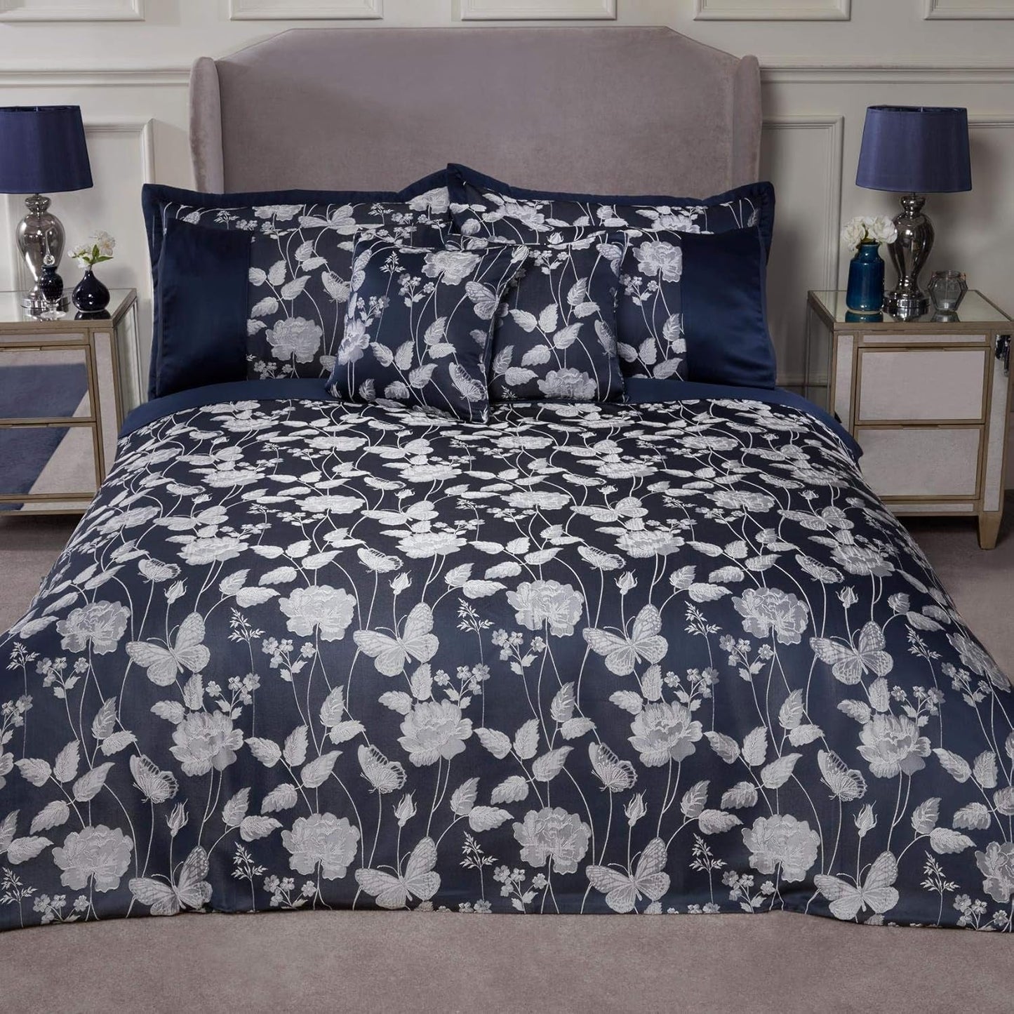 Plapumă Butterfly Meadow pentru pat super king-size, 100% poliester, albastru marin Plapumi si pilote Naty Shop Marină Super King