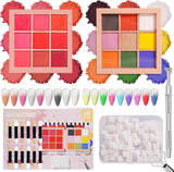 9 Farben Pigment Für Nägel, Nagelpulver Nail Powder 100 Stück Nail Art Schwamm Mit Metallgreifer, Ombre Glitzerpulver Nagelpuder Nailart Nagel Deko Für DIY Nageldesign, B