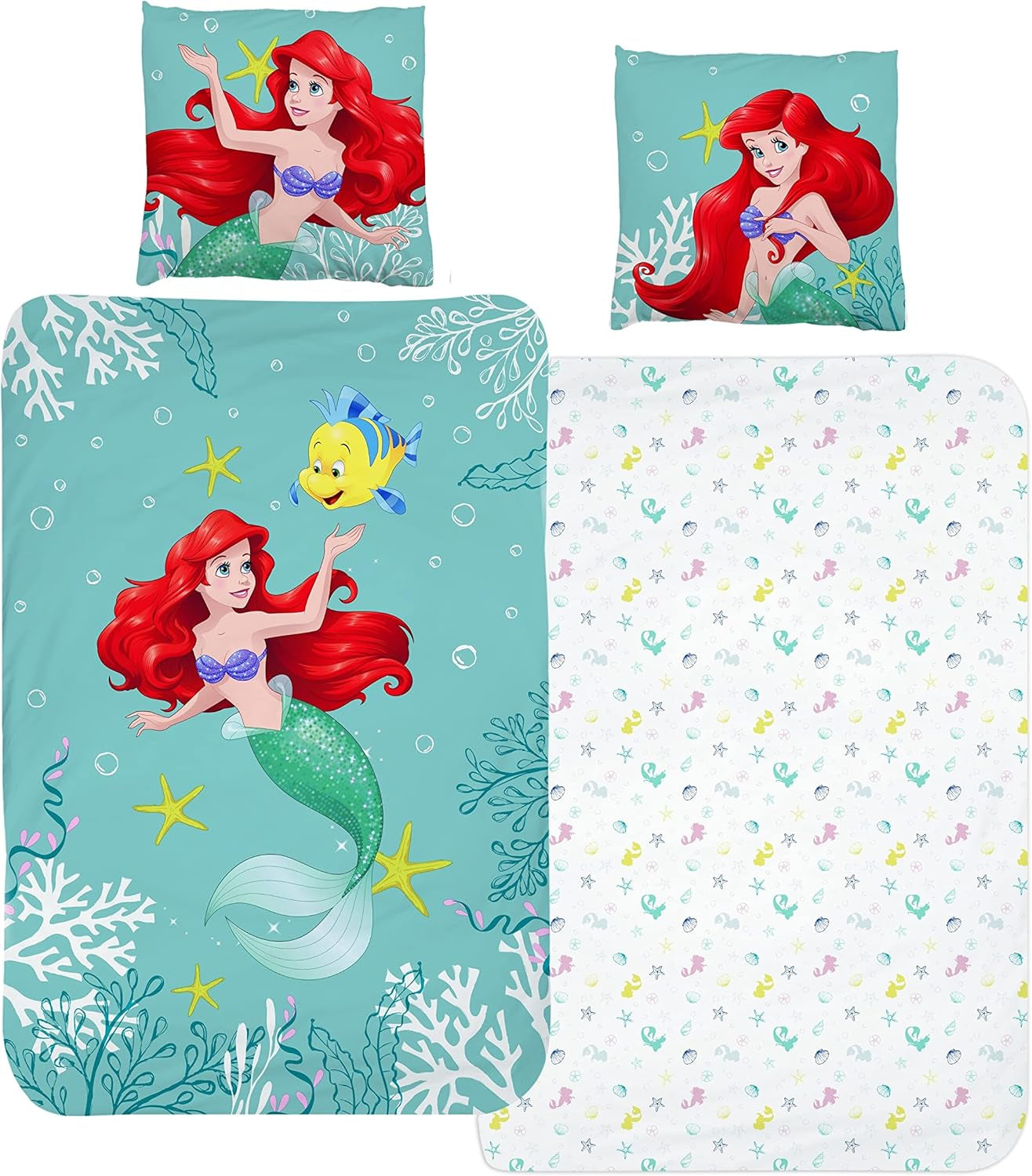 Arielle Meerjungfrau Bettwäsche Bettbezug 135X200 80X80 Baumwolle · Kinderbettwäsche Für Mädchen Disney Prinzessin Mermaid · 2 Teilig Naty Shop Default Title