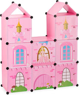 Relaxdays Raft pentru camera copiilor, castelul prințesei, plastic, dulap DIY cu uși, HBT: 128 X 110 X 37 Cm, roz Casute de papusi Naty Shop