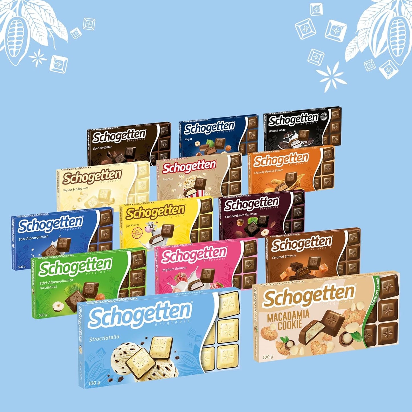 Baton de ciocolată Schogetten Stracciatella 100g, porționat individual. O încântare. Bucată cu bucată.
